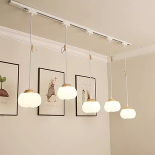 Displaceable rail chandelier new cream log wind adjustable commercial restaurant bar cloud cotton track lamp