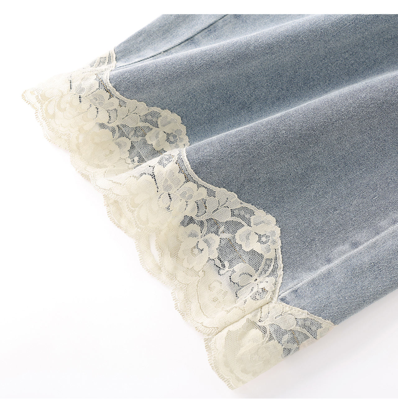 Bộ áo ren phối quần jeans nữ phong cách Trung Hoa mùa hè — màu kaki chi tiết 21
