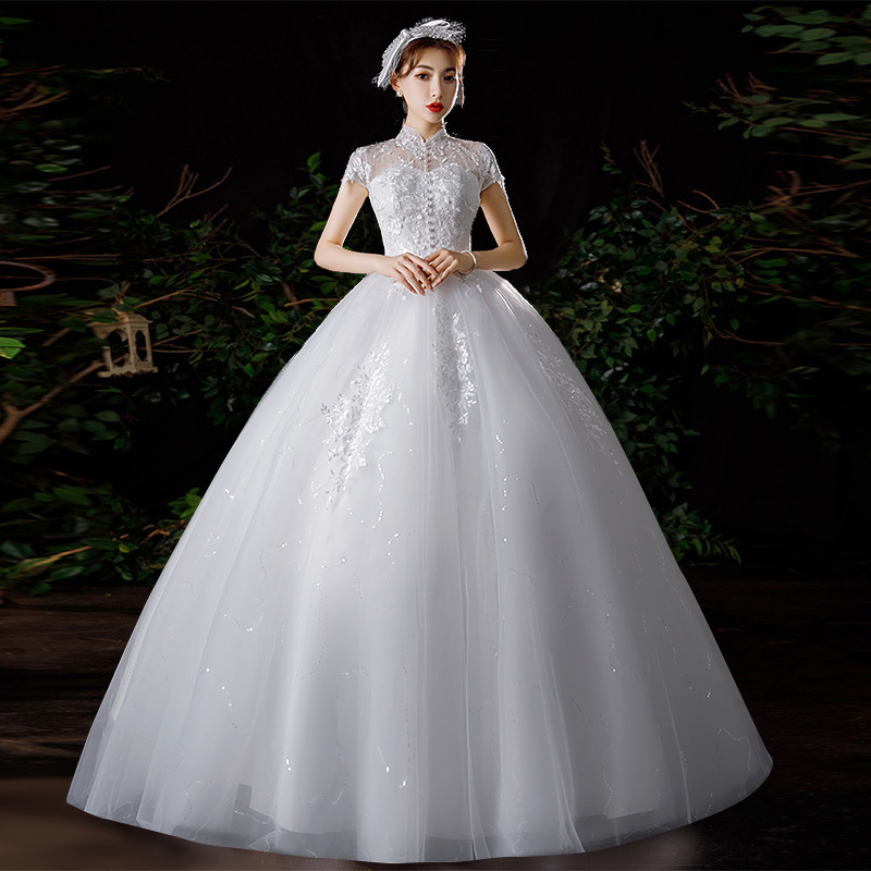French-Style Light Wedding Dress 2026 New Model Princess Style Floor-Length Elegant Stand-Collar Female Bride Main Wedding Dress Forest Style Super Fairy Summer