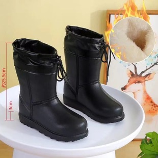 Men's and women's snow boots 2024 winter new fleece-lined warm black thick EVA lightweight waterproof rain boots