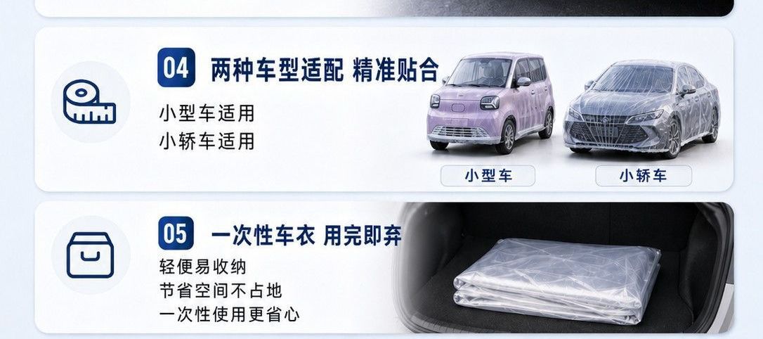Dustproof car cover made of plastic, suitable for all seasons, fully snowproof outdoor car cover with elastic wrap and disposable drawstring, thickened