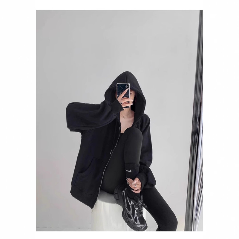 卫衣外套女2025秋冬季新款春秋款连帽开衫宽松休闲运动加绒上衣薄|undefined