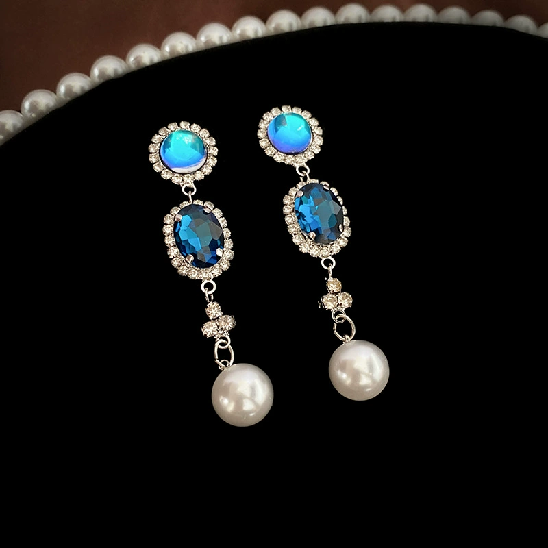 Серебряная игла, серьги из жемчуга, ожерелье, цепочка, ретро модный набор, аксессуар, франш стиль, лёгкая роскошь, оптом