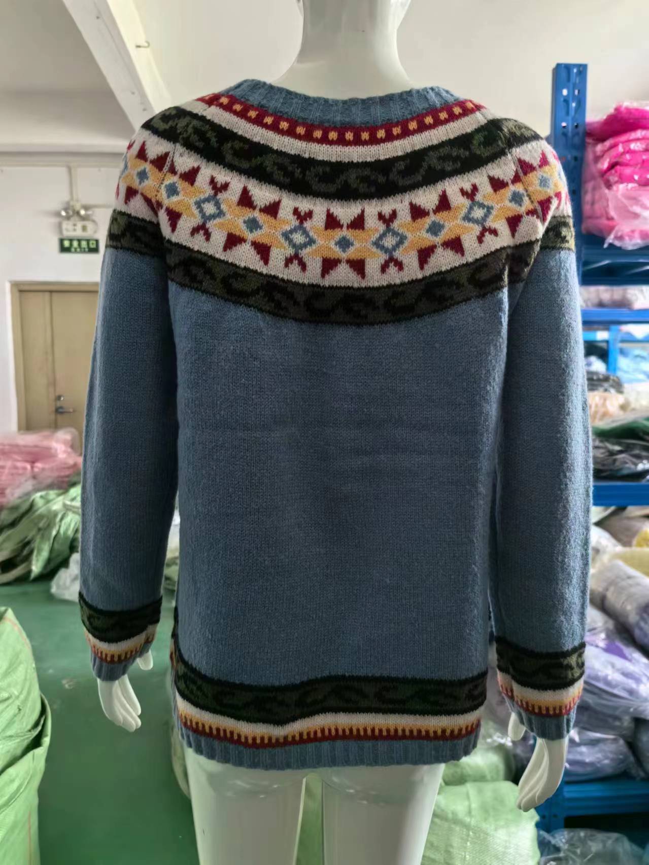 New Sweater Women Wish Hot Sale Round Neck Color Matching Loose Fashion Pullover Knitted Sweater 76 Undefined