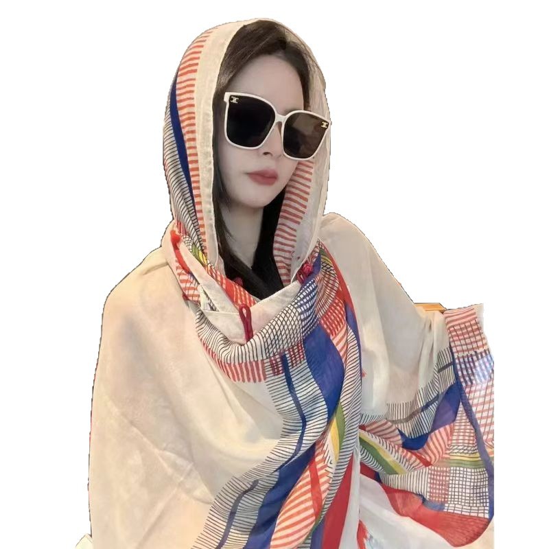 Ethnic Style Silk Shawl For Women Sun Protective Beach Wrap Scarf_voghion.com