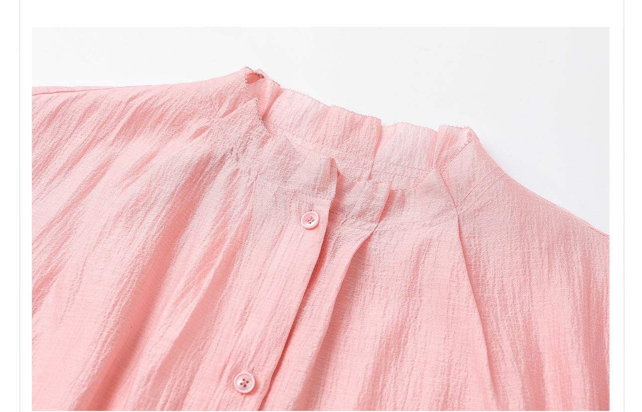 Áo sơ mi nữ cổ đứng phong cách Trung Quốc dáng rộng tay dài MZ087 — Màu hồng chi tiết 17