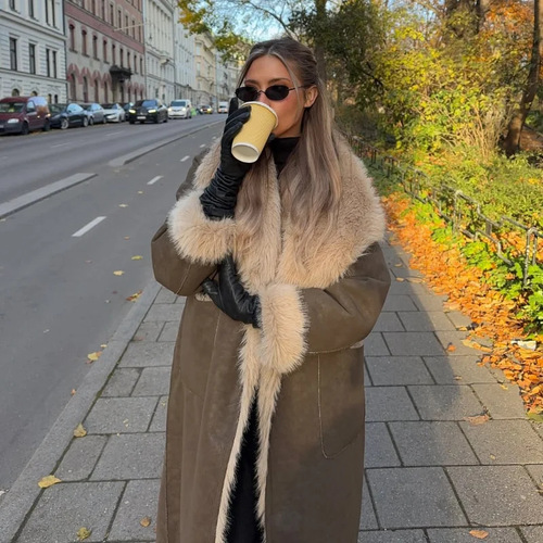 Amazon's cross-border foreign trade European and American women's clothing autumn and winter new double-sided long coat jacket