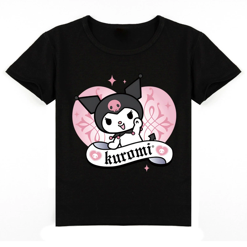 Кросс -бордер е -коммерс детская одежда Kuromi Kuromi мода печать короткий -рукав T -футболка лето K437