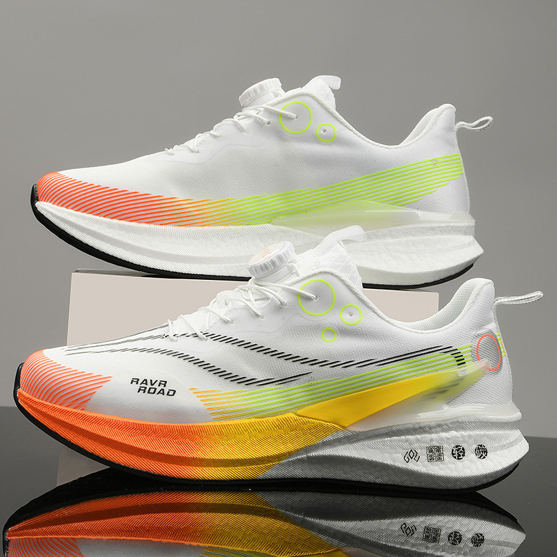 Zapatos para correr con tabla de carbono para estudiantes de primaria y secundaria, zapatos deportivos con hebilla giratoria de suela realmente explosiva, clases de educación física, zapatos ligeros para niños, primavera y verano