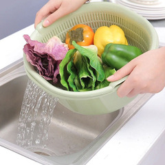 Double-layer draining basket multi-functional square large household kitchen washing storage fruit basket plastic vegetable fruit basket