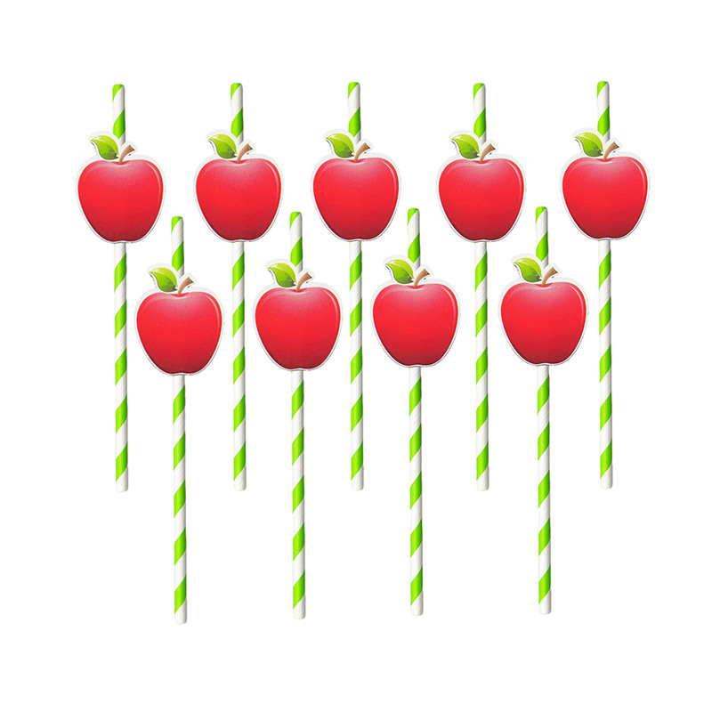 Papel de tarjeta de manzana desechable biodegradable para postre cóctel creativo para la fiesta de paja