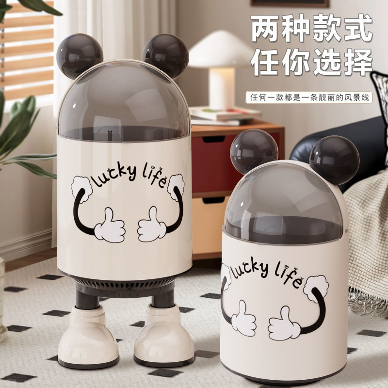 ゴミ箱、家庭用リビングルーム、軽い高級感、高級感、見栄えの良い、大型、大容量、蓋付きバスルームペーパーバスケット|undefined