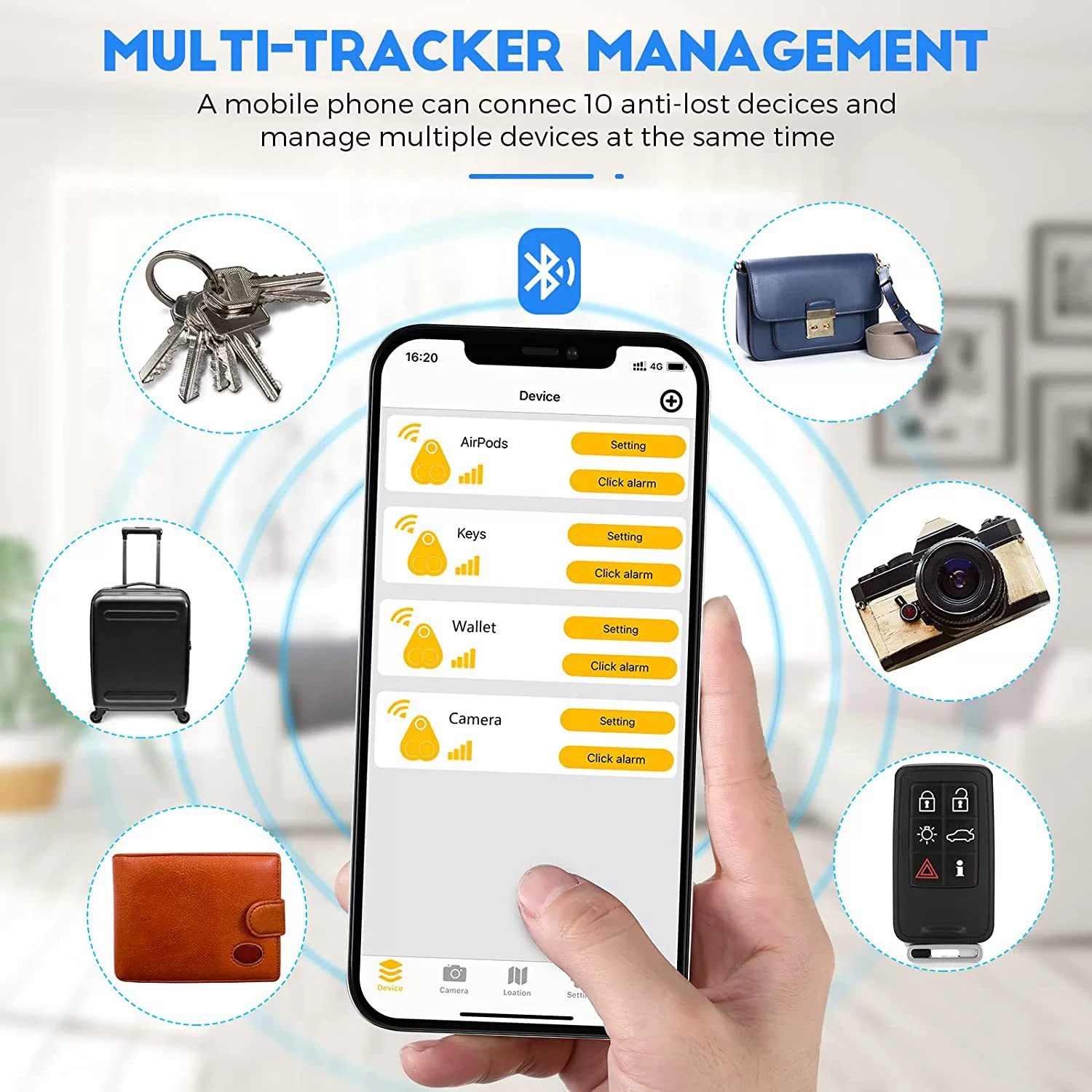 Factory spot smart key finder Bluetooth tracker breakpoint positioning square smart wireless anti-lost device