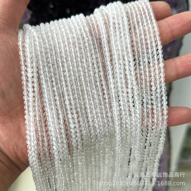 Wholesale of natural white crystal 2-3-4mm faceted semi-finished long chain beads for DIY handmade beaded jewelry accessories