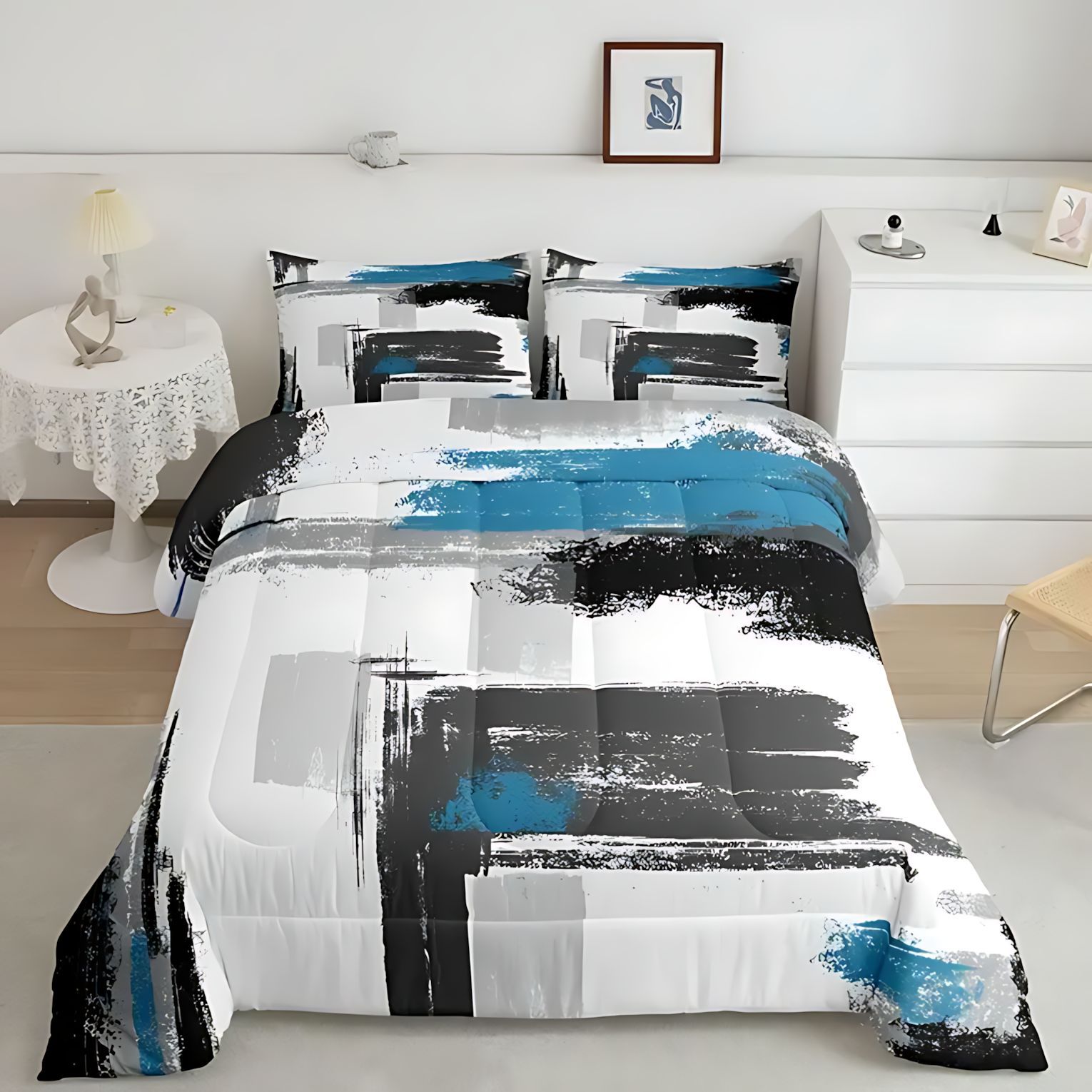 TEMU / JIT arte abstracto moderno impresión digital de alta definición 180gms colcha colcha ajuste suministro directo del fabricante