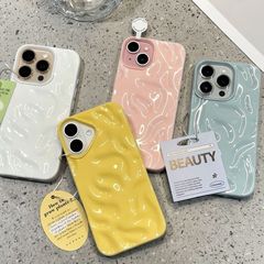 Apple 16promax 携帯電話ケース 13 14 15 立体隕石パターン 15pro ソリッドカラー 1 に適した波状プリーツシェル