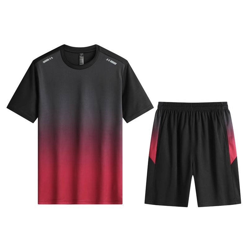 Ropa deportiva de verano baloncesto hielo camiseta de mangas cortas secas rápidas pantalones cortos de entrenamiento transfronterizos de entrenamiento físico hombre