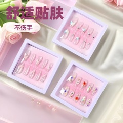 氷透明キャットアイ子供用ウェアラブルネイル 3-12 歳立体ネイルアートステッカーインスタイル夏ウェアラブルネイル卸売ストール