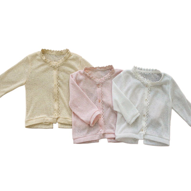 Estilo coreano ropa para niños verano manga larga abrigo ultrafino aire acondicionado ropa ins bebé niña todo partido princesa protector solar cardigan