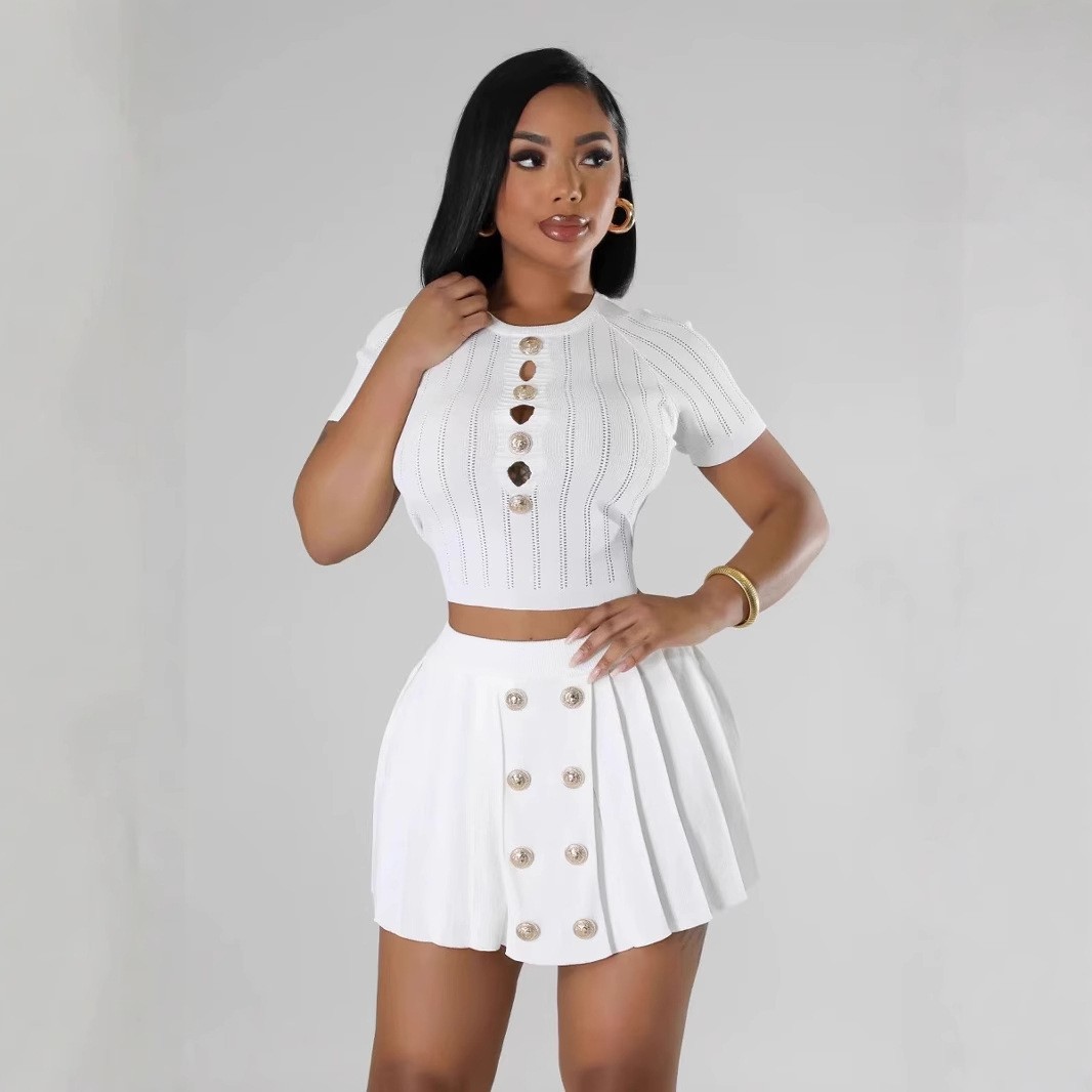 Damen Kurzarm Strickoberteil Slim Fit Basic Streetwear Top_voghion.com