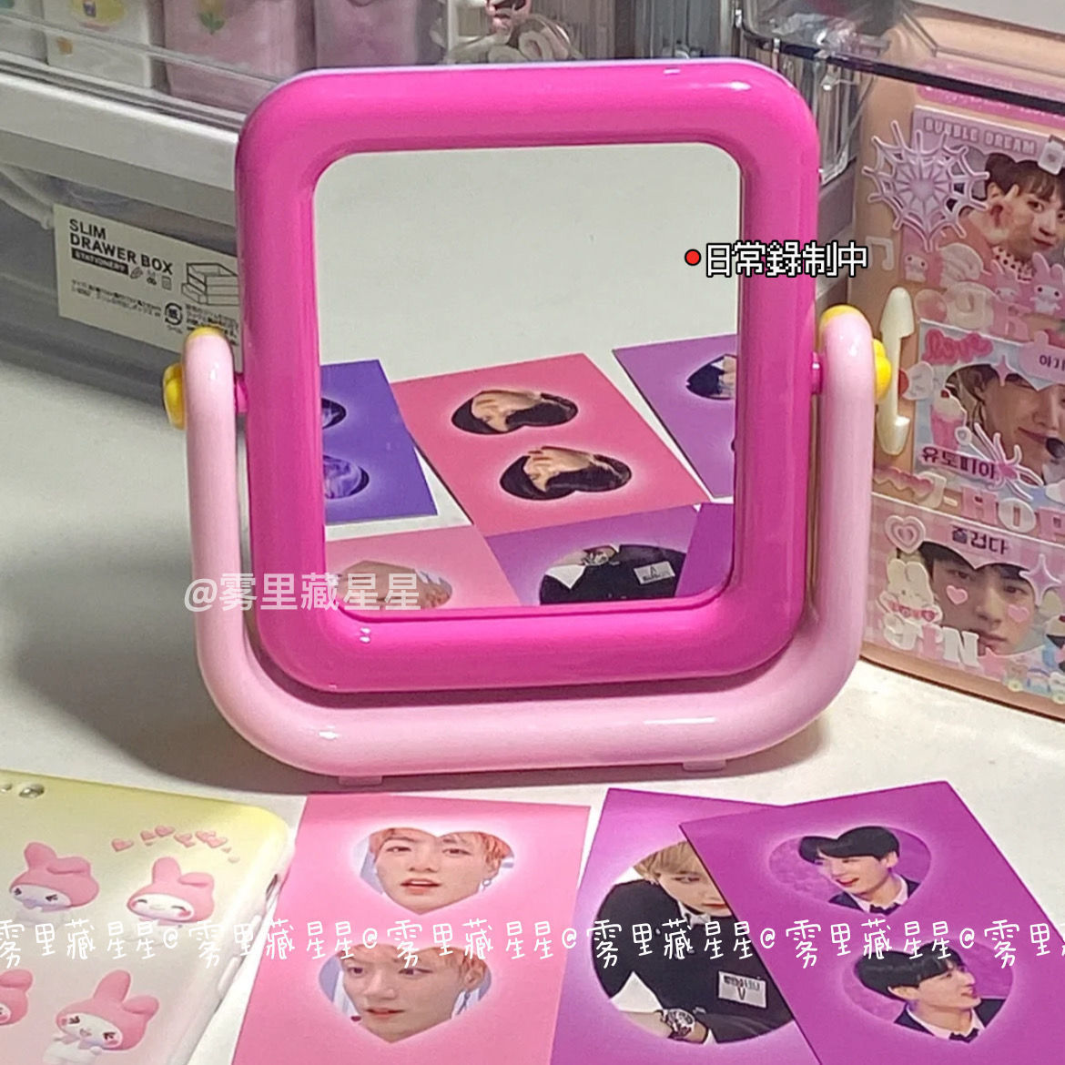 Little Red Book Macaron Color Matching Double-Sided Mirror Ins Korean Cute Candy Color Dormitory Room Desktop Mirror