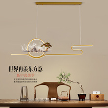 新中式茶室吊燈長方形客廳餐廳燈禪意書房辦公室中國風簡約吧台燈