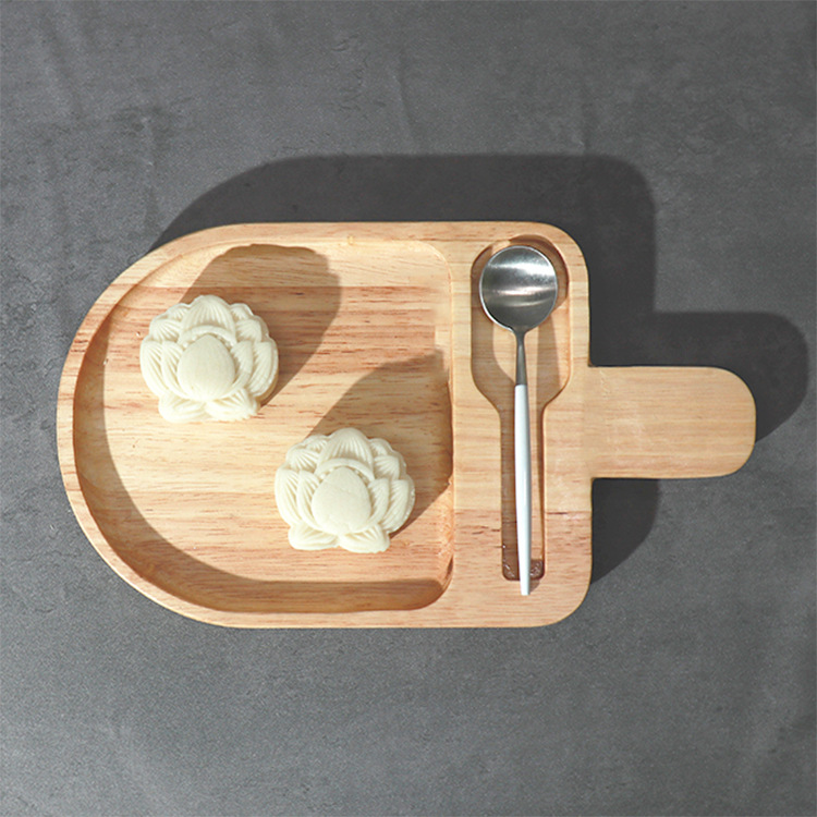 Bandeja de madera de goma creativa de dibujos animados desayuno hogar madera maciza niños jardín de infantes vajilla postre helado en forma de placa