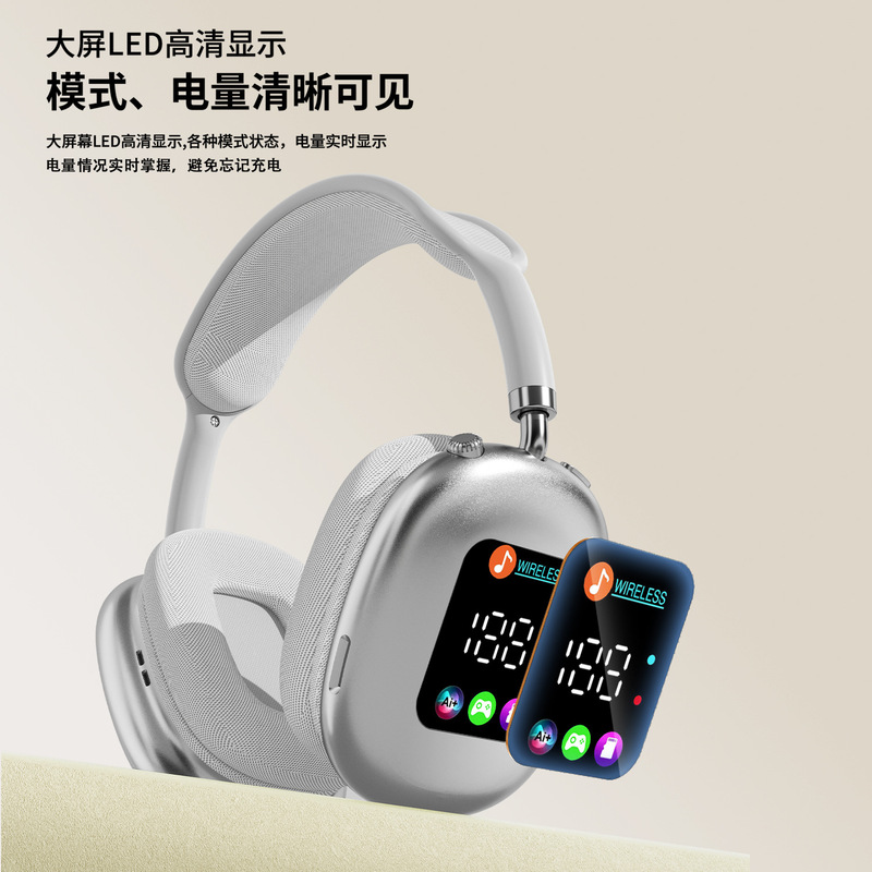 AKZ MAX600私模新款无线头戴式蓝牙耳机 RGB数显屏幕耳麦读卡耳机|undefined