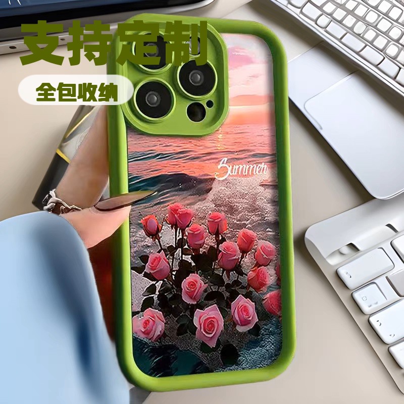 Funda para Teléfono Sunset Rose Compatible con Apple 17 Promax, Estilo Japonés y Coreano, iPhone 16/15/14, Estilo Europeo y Americano 13