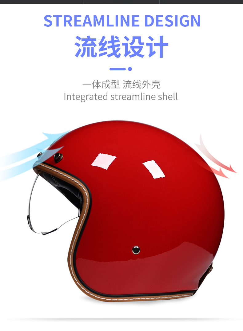 ORZ Motorcycle Retro Helmet Men and Women Half Helmet Cruise 3/4
