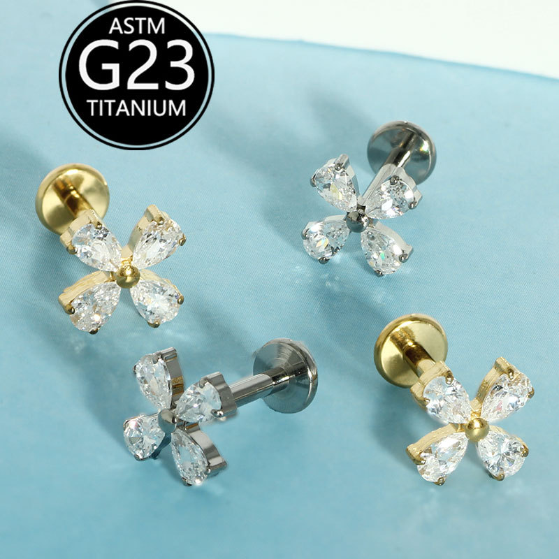 Pointed titanium steel lip stud product view