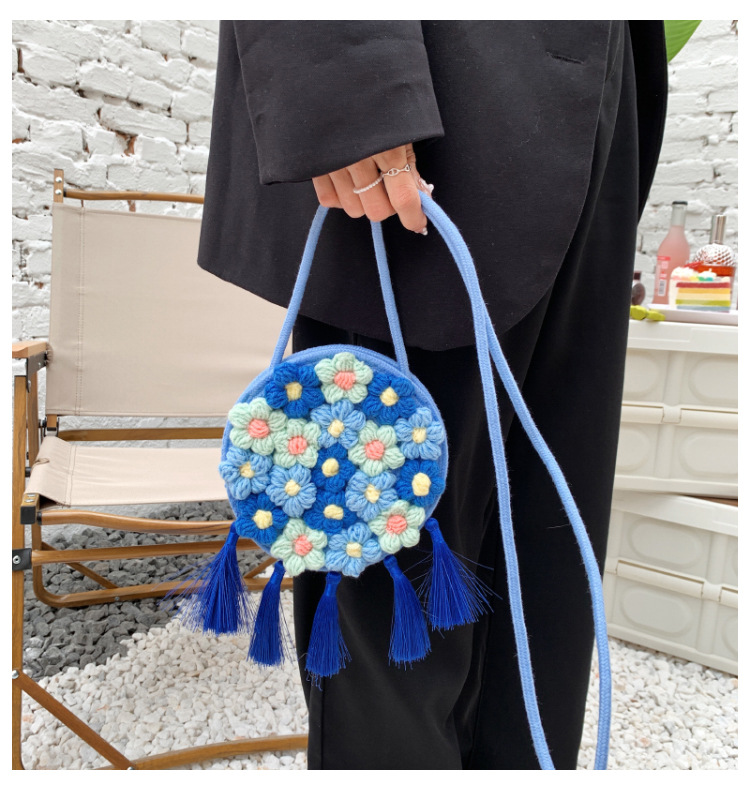 new spring fashion flower woven messenger small round bag 20151cmpicture1
