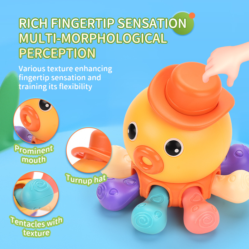 Nuevos productos transfronterizos 0 - 3 dedos ejercicio de color juguetes cognitivos amazon pulpo divertido roer juguetes para niños