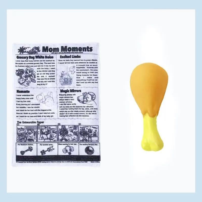 개 딸랑이 신문 + 소리가 나는 플라스틱 닭다리