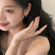 蝴蝶结珍珠耳钉女S925银针设计感轻奢耳环2024新款爆款韩系耳饰