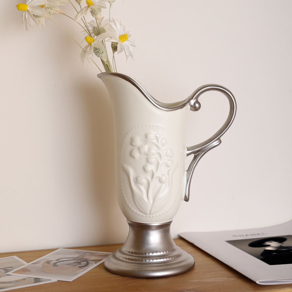 Middle Ancient Ceramic Vase High-grade Sense French Art Ins Style High-value Creative Ornaments Hydroponic Vase Vintage