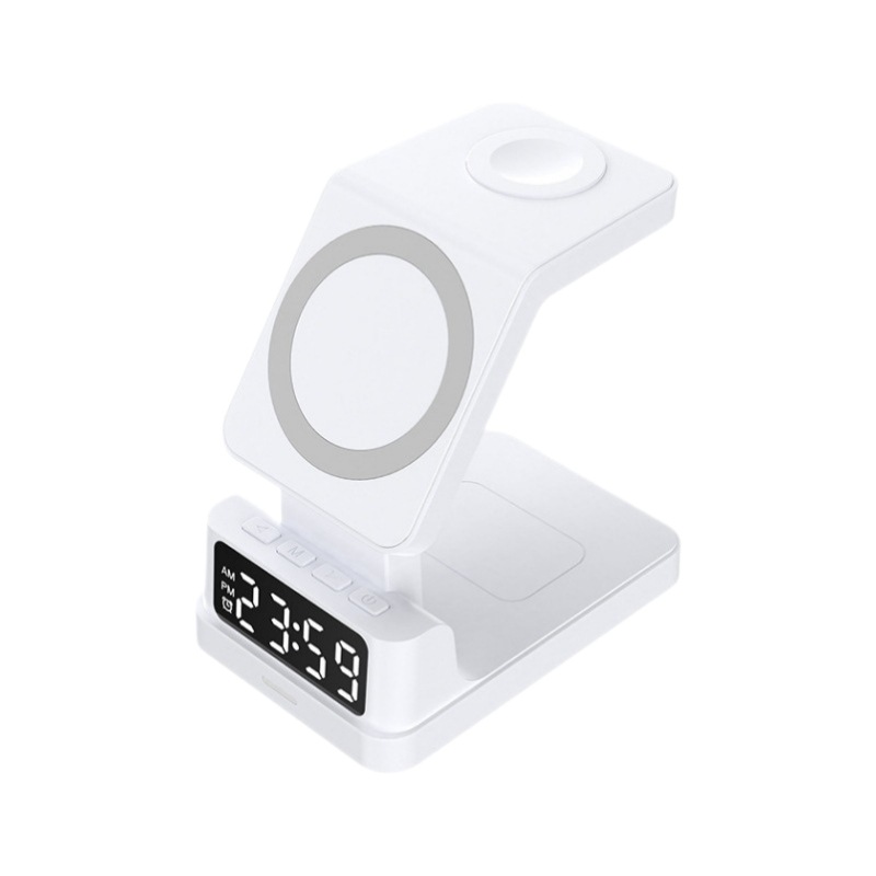 Escritorio Cuatro en Uno Multi-Función de reloj de soporte magnético teléfono móvil reloj auricular cargador inalámbrico 15W cargador inalámbrico