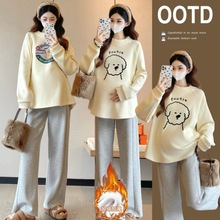 2025秋冬新款孕妇装时尚休闲T恤奥粒绒卫衣孕妇打底加绒加厚上衣