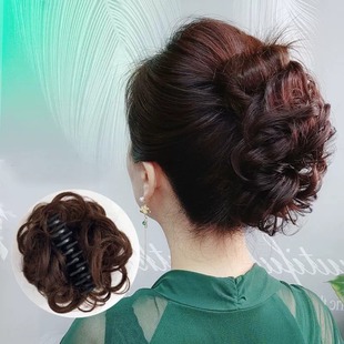 Wig Female Ball Hair Circle Grabber Flower Bud Lazy Half Ball Real Hair Fluffy Natural Hair Twister Wig Hair Bag