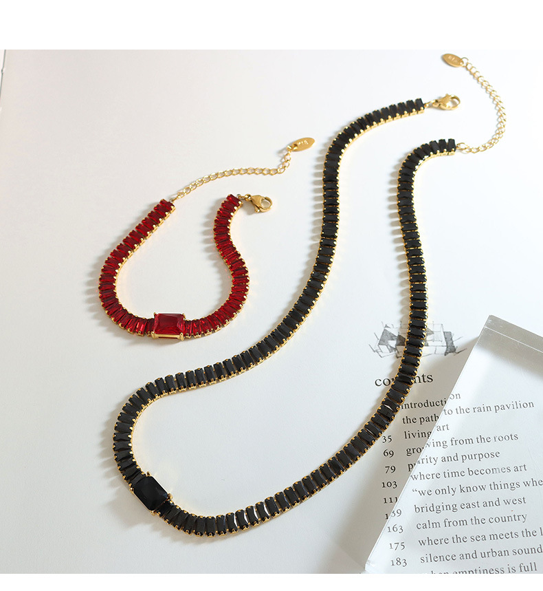 Simple Style Square Titanium Steel Plating Bracelets Necklace