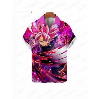 Dragon Ball Z Men's Shirt Men's Summer Social Vegeta Shirt Goku 2025 Sports Casual Short Sleeve Shirt