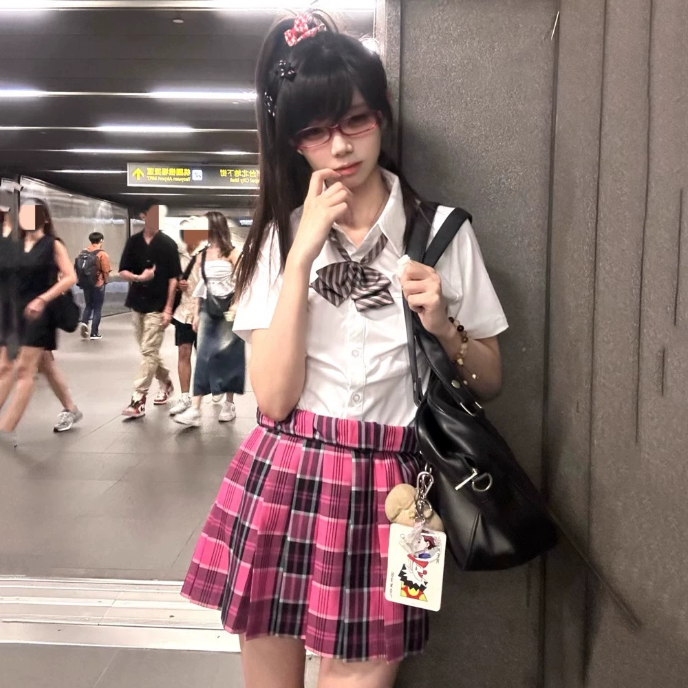 Japanese student pleated skirt, comics, A-line