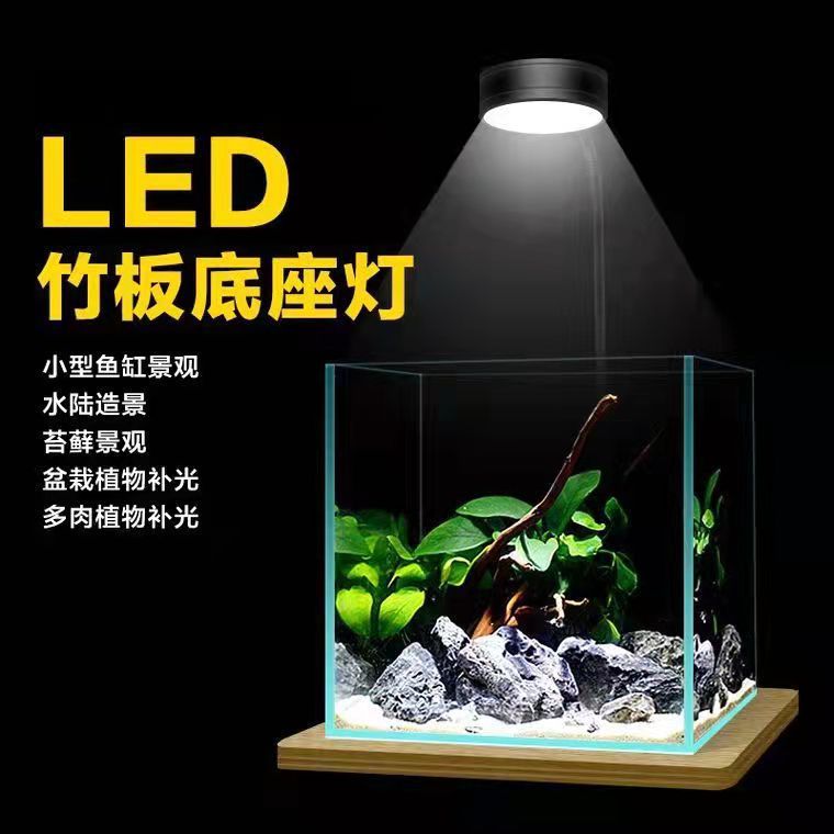 迷你鱼缸灯微景观led支架灯雨林缸生态瓶竹板水草灯水族箱照明灯