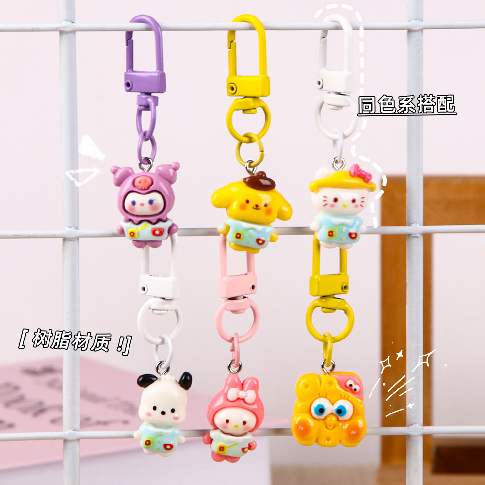Nuevo estilo de dibujos animados estudiantes llaveros lindos colgantes de resina accesorios bolsos escolares amigos regalos llaveros al por mayor