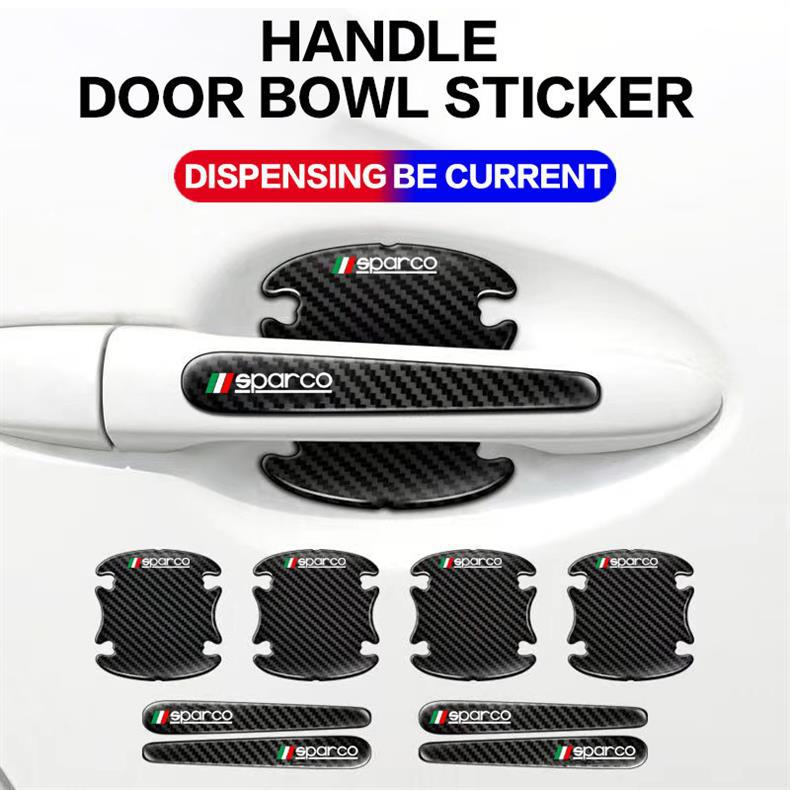 Carbon Fiber Door Handle Stickers for Car Doors, Anti-Scratch Car Door Bowl Stickers, Door Handle Stickers, Scratch Paint Protection Stickers, Decorative