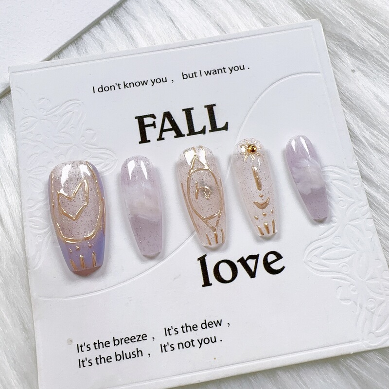 【Qilong】Capricorn Purely Handmade French Nail Art with Gilded Gradient Wearable Nail Tips