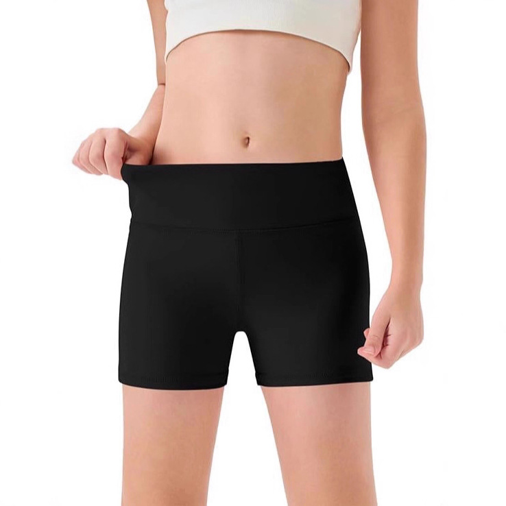 Cross-Border Supply Children's Sports Shorts Girls High-Waisted Tight Dance Three-Point Pants Outer Wear Quick-Drying Yoga Fitness Pants