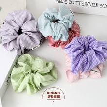 春夏小清新糖果格子布艺大肠圈发绳头花韩版网红简约丸子头饰发圈