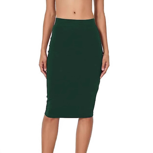 2025 New Women's Stretchy Elastic Waist High-Waisted Knee-Length Pencil Skirt