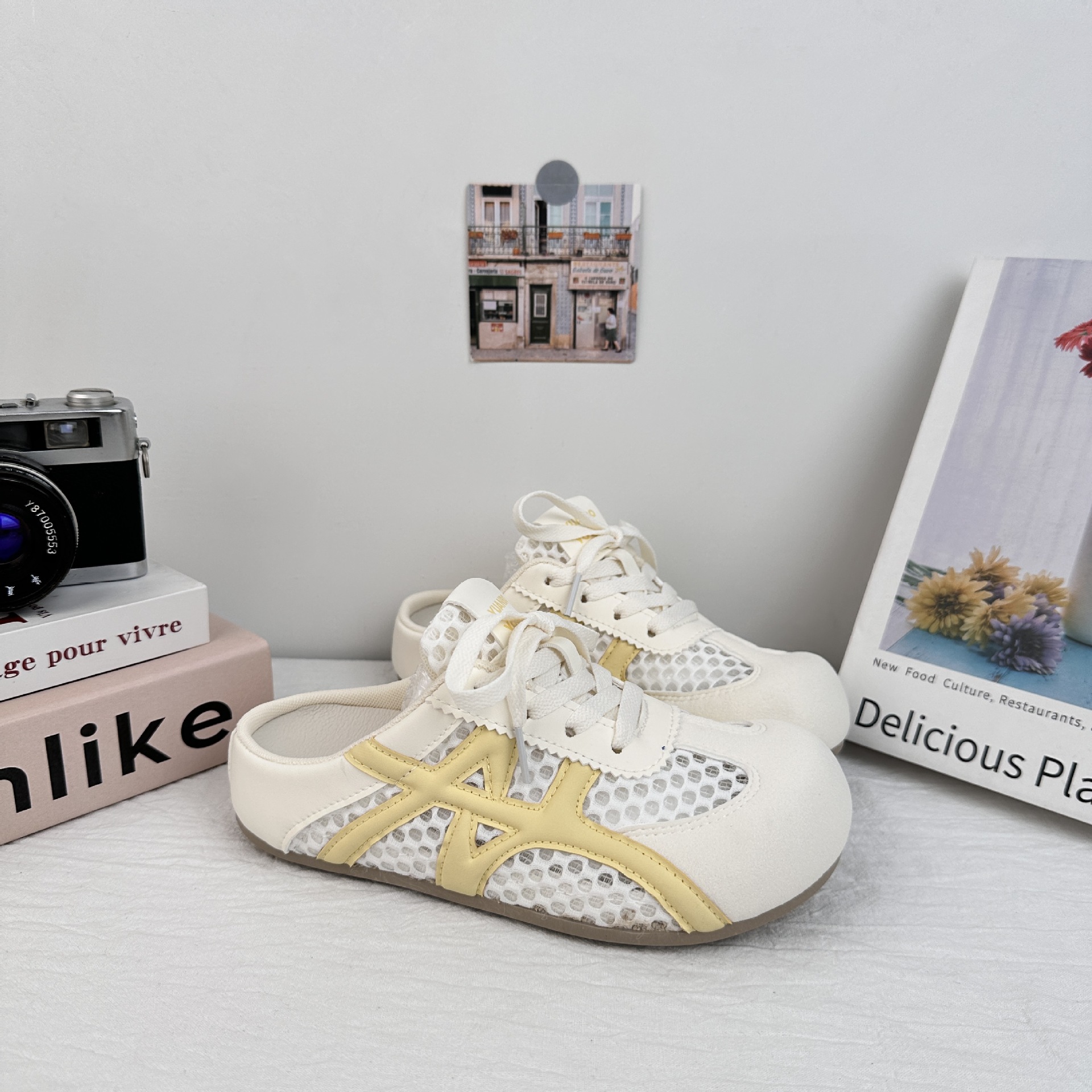 Far Bo Bo Ken zapatos para mujeres 2025 nuevas zapatillas de verano zapatos blancos zapatos de skate mitad zapatos de mujer